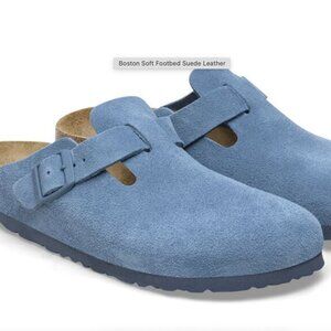 Birkenstock Boston Soft Footbed Suede Leather Elemental Blue, size 37